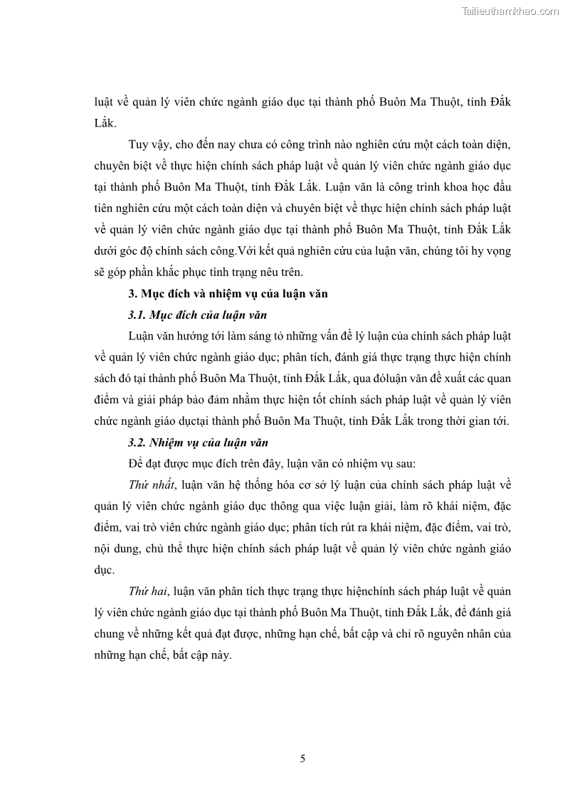 Luận văn thạc sĩ chính sách công Thực hiện chính sách pháp luật về quản lý viên chức ngành giáo dục tại thành phố Buôn Ma Thuột, tỉnh Đắk Lắk - 2 Trang 13