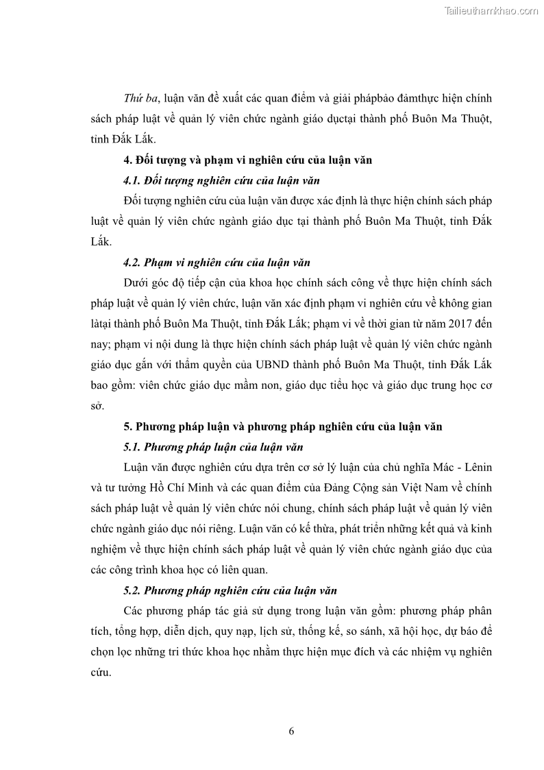 Luận văn thạc sĩ chính sách công Thực hiện chính sách pháp luật về quản lý viên chức ngành giáo dục tại thành phố Buôn Ma Thuột, tỉnh Đắk Lắk - 2 Trang 14