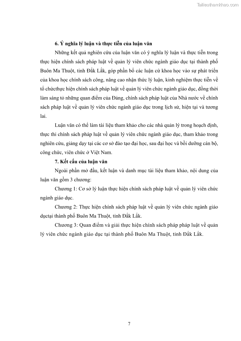 Luận văn thạc sĩ chính sách công Thực hiện chính sách pháp luật về quản lý viên chức ngành giáo dục tại thành phố Buôn Ma Thuột, tỉnh Đắk Lắk - 2 Trang 15