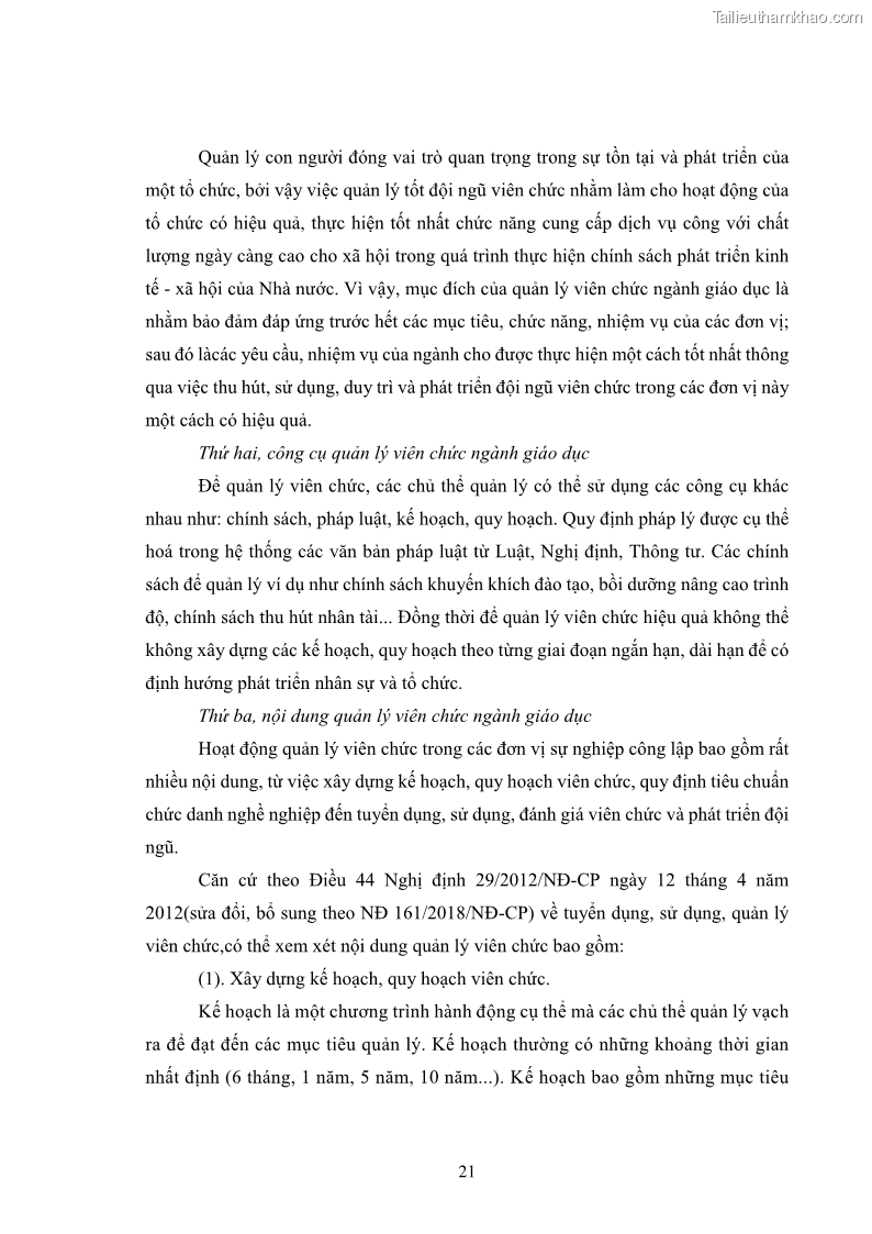Luận văn thạc sĩ chính sách công Thực hiện chính sách pháp luật về quản lý viên chức ngành giáo dục tại thành phố Buôn Ma Thuột, tỉnh Đắk Lắk - 3 Trang 29