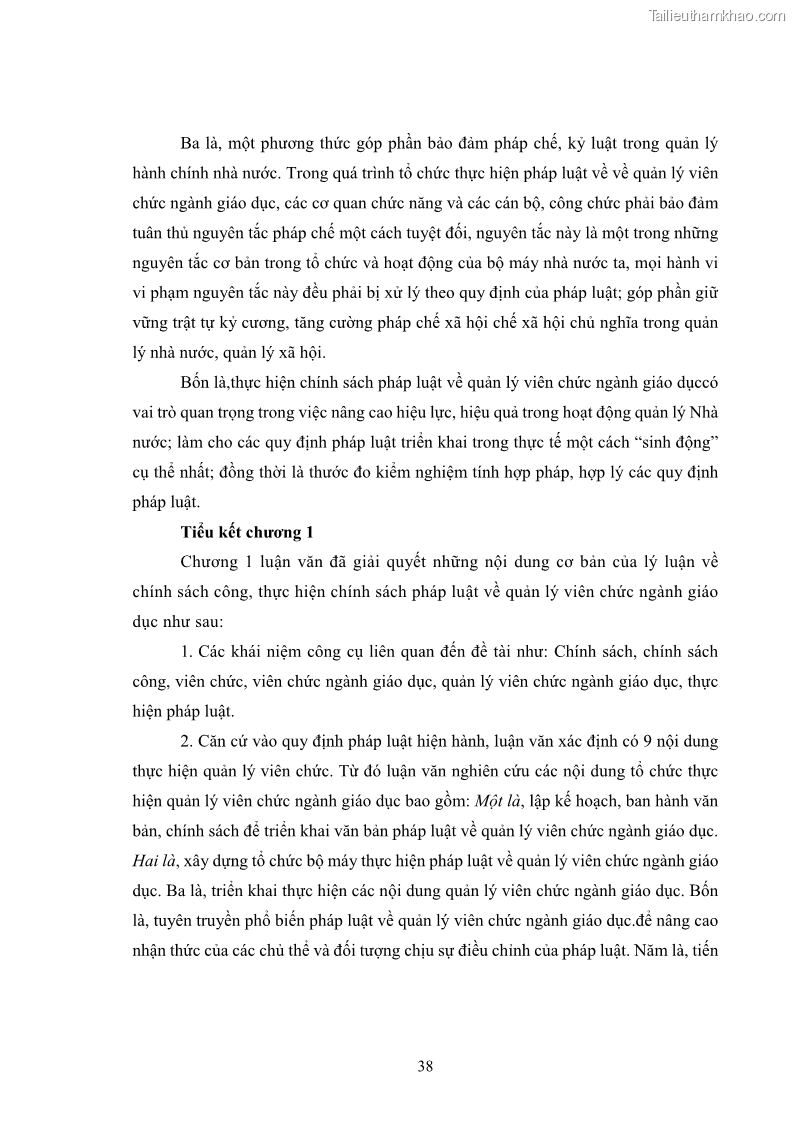 Luận văn thạc sĩ chính sách công Thực hiện chính sách pháp luật về quản lý viên chức ngành giáo dục tại thành phố Buôn Ma Thuột, tỉnh Đắk Lắk - 4 Trang 46