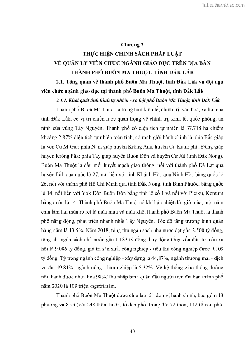 Luận văn thạc sĩ chính sách công Thực hiện chính sách pháp luật về quản lý viên chức ngành giáo dục tại thành phố Buôn Ma Thuột, tỉnh Đắk Lắk - 4 Trang 48