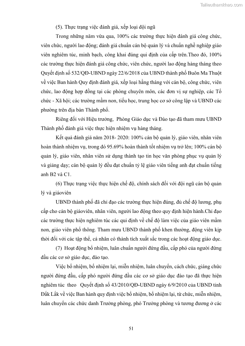 Luận văn thạc sĩ chính sách công Thực hiện chính sách pháp luật về quản lý viên chức ngành giáo dục tại thành phố Buôn Ma Thuột, tỉnh Đắk Lắk - 5 Trang 59