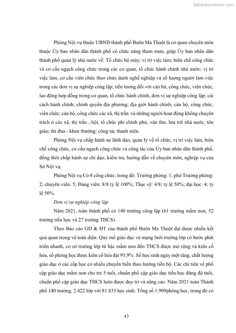 Luận văn thạc sĩ chính sách công Thực hiện chính sách pháp luật về quản lý viên chức ngành giáo dục tại thành phố Buôn Ma Thuột, tỉnh Đắk Lắk - 5 Trang 51