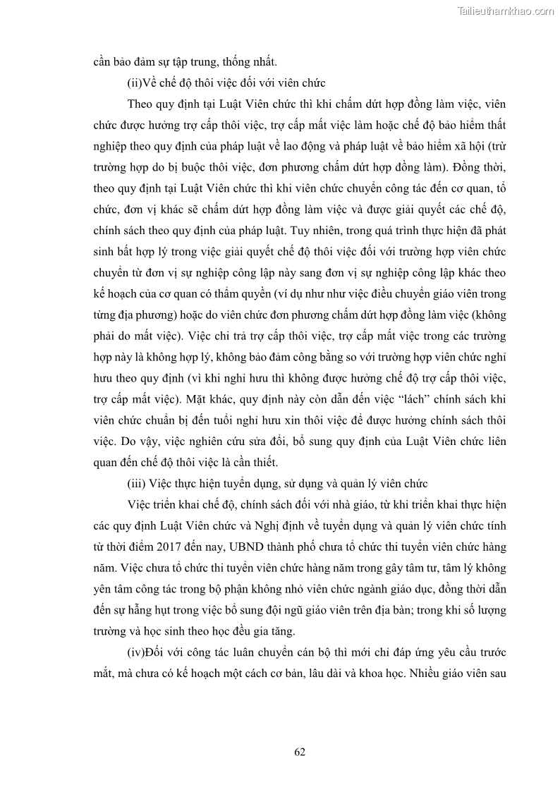 Luận văn thạc sĩ chính sách công Thực hiện chính sách pháp luật về quản lý viên chức ngành giáo dục tại thành phố Buôn Ma Thuột, tỉnh Đắk Lắk - 6 Trang 70