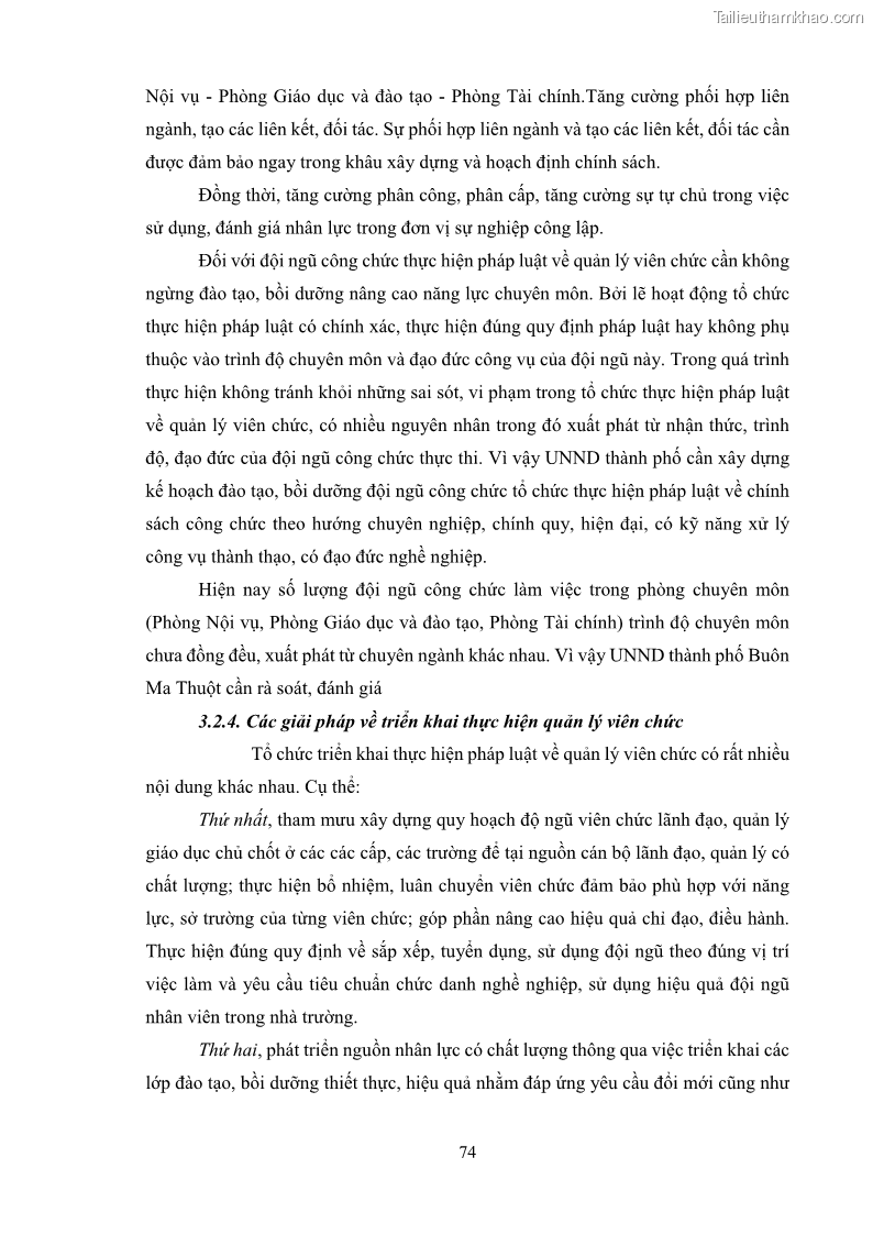 Luận văn thạc sĩ chính sách công Thực hiện chính sách pháp luật về quản lý viên chức ngành giáo dục tại thành phố Buôn Ma Thuột, tỉnh Đắk Lắk - 7 Trang 82