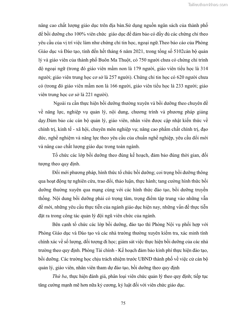 Luận văn thạc sĩ chính sách công Thực hiện chính sách pháp luật về quản lý viên chức ngành giáo dục tại thành phố Buôn Ma Thuột, tỉnh Đắk Lắk - 7 Trang 83