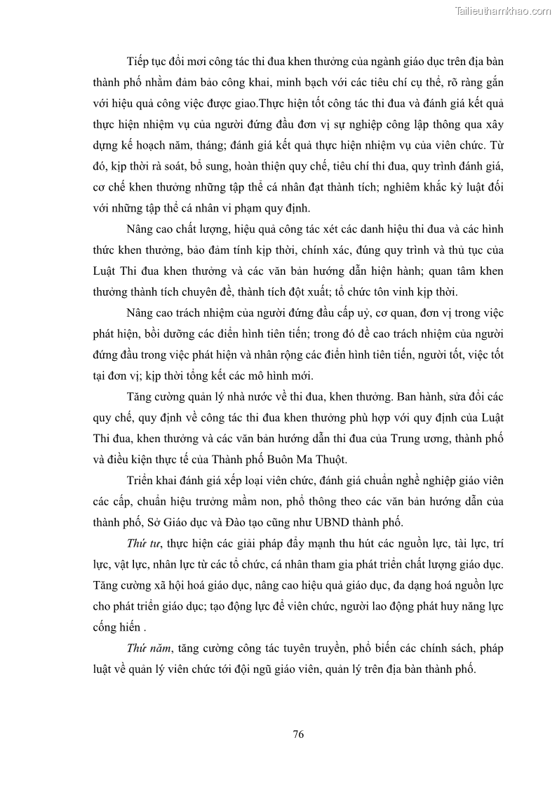 Luận văn thạc sĩ chính sách công Thực hiện chính sách pháp luật về quản lý viên chức ngành giáo dục tại thành phố Buôn Ma Thuột, tỉnh Đắk Lắk - 7 Trang 84