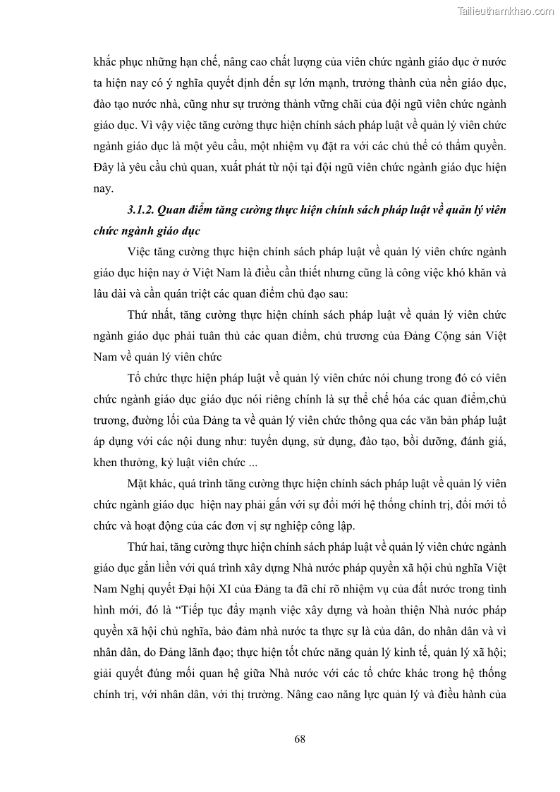 Luận văn thạc sĩ chính sách công Thực hiện chính sách pháp luật về quản lý viên chức ngành giáo dục tại thành phố Buôn Ma Thuột, tỉnh Đắk Lắk - 7 Trang 76