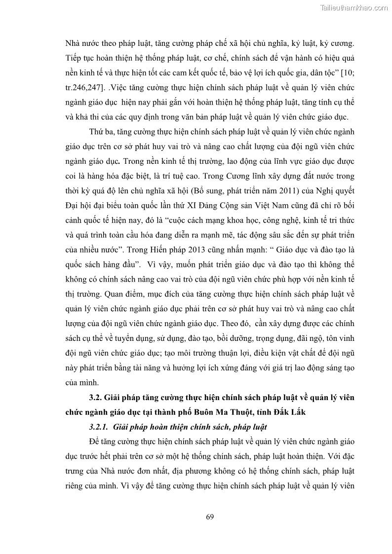 Luận văn thạc sĩ chính sách công Thực hiện chính sách pháp luật về quản lý viên chức ngành giáo dục tại thành phố Buôn Ma Thuột, tỉnh Đắk Lắk - 7 Trang 77
