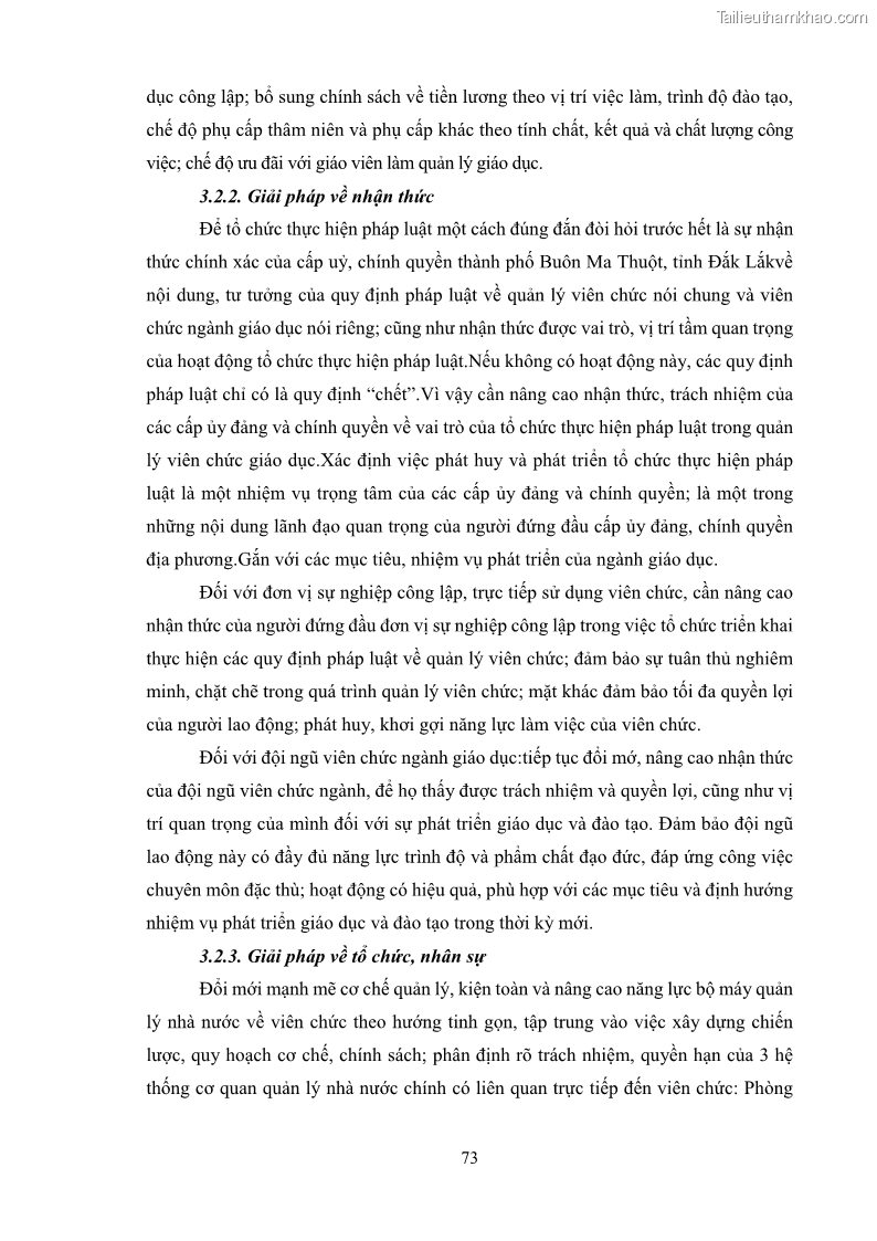 Luận văn thạc sĩ chính sách công Thực hiện chính sách pháp luật về quản lý viên chức ngành giáo dục tại thành phố Buôn Ma Thuột, tỉnh Đắk Lắk - 7 Trang 81