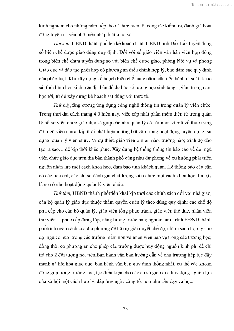 Luận văn thạc sĩ chính sách công Thực hiện chính sách pháp luật về quản lý viên chức ngành giáo dục tại thành phố Buôn Ma Thuột, tỉnh Đắk Lắk - 8 Trang 86