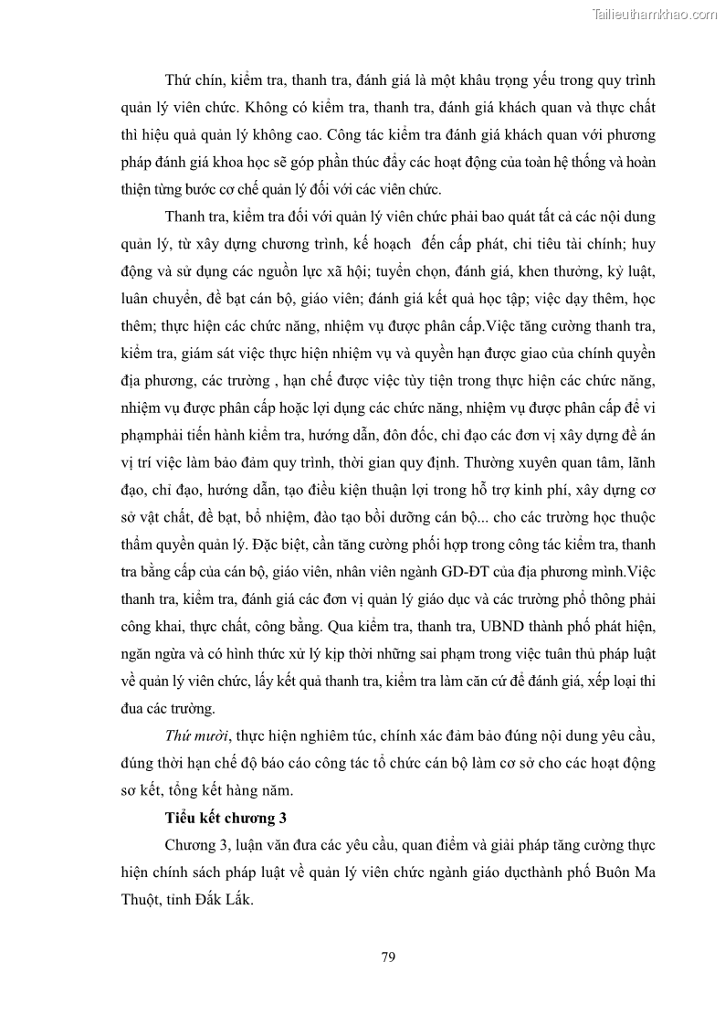 Luận văn thạc sĩ chính sách công Thực hiện chính sách pháp luật về quản lý viên chức ngành giáo dục tại thành phố Buôn Ma Thuột, tỉnh Đắk Lắk - 8 Trang 87