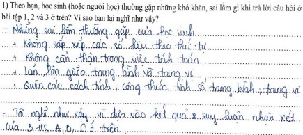 GV D43 đưa ra 3 ý kiến cho những khó khăn sai lầm của HS và có sự lí giải phù 4