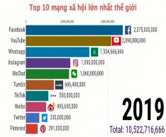 Biểu đồ thể hiện lượt truy cập của 10 mạng lớn nhất thế giới Biểu 2