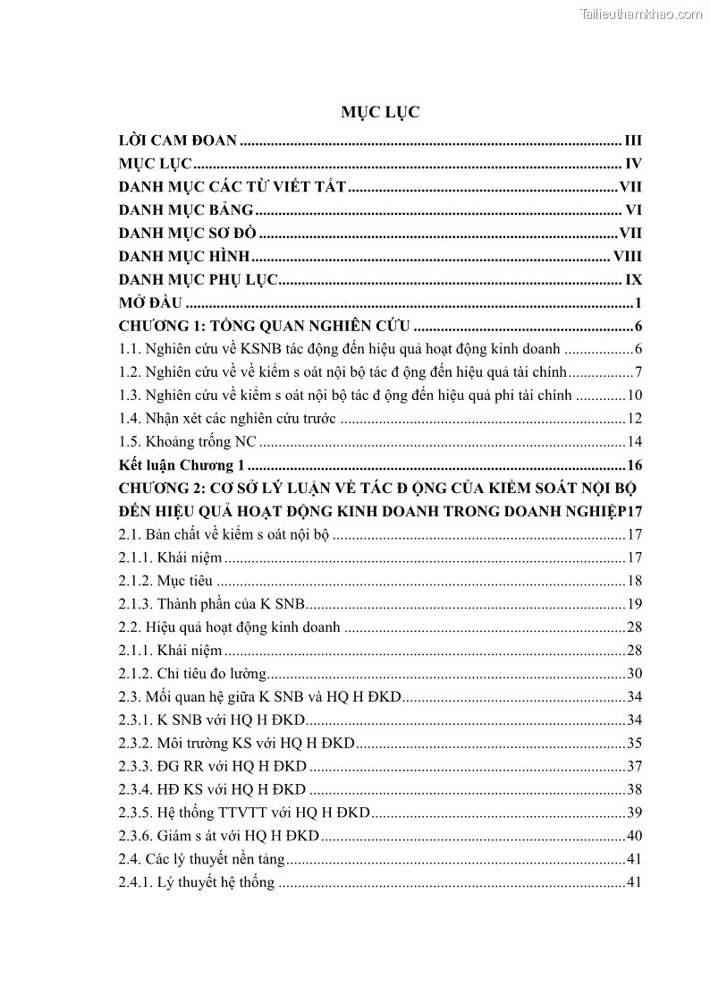 Luận án tiến sĩ kế toán Tác động của kiểm soát nội bộ đến hiệu quả hoạt động kinh doanh của các Doanh nghiệp phi tổ chức niêm yết trên Thị trường chứng khoán Việt Nam - 1 Trang 4