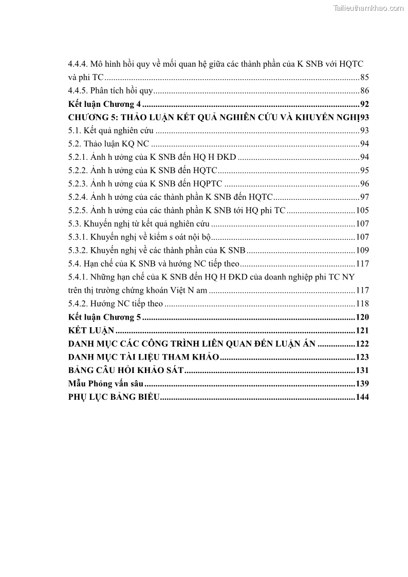 Luận án tiến sĩ kế toán Tác động của kiểm soát nội bộ đến hiệu quả hoạt động kinh doanh của các Doanh nghiệp phi tổ chức niêm yết trên Thị trường chứng khoán Việt Nam - 1 Trang 6