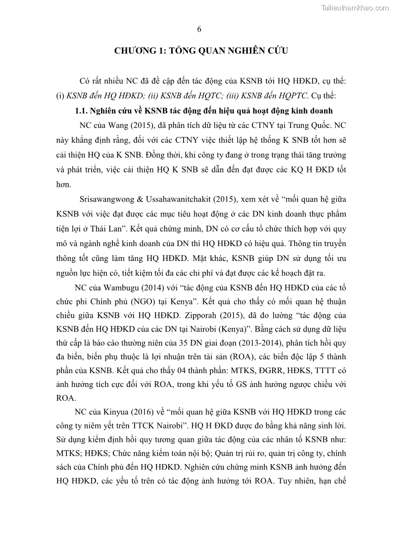 Luận án tiến sĩ kế toán Tác động của kiểm soát nội bộ đến hiệu quả hoạt động kinh doanh của các Doanh nghiệp phi tổ chức niêm yết trên Thị trường chứng khoán Việt Nam - 2 Trang 19