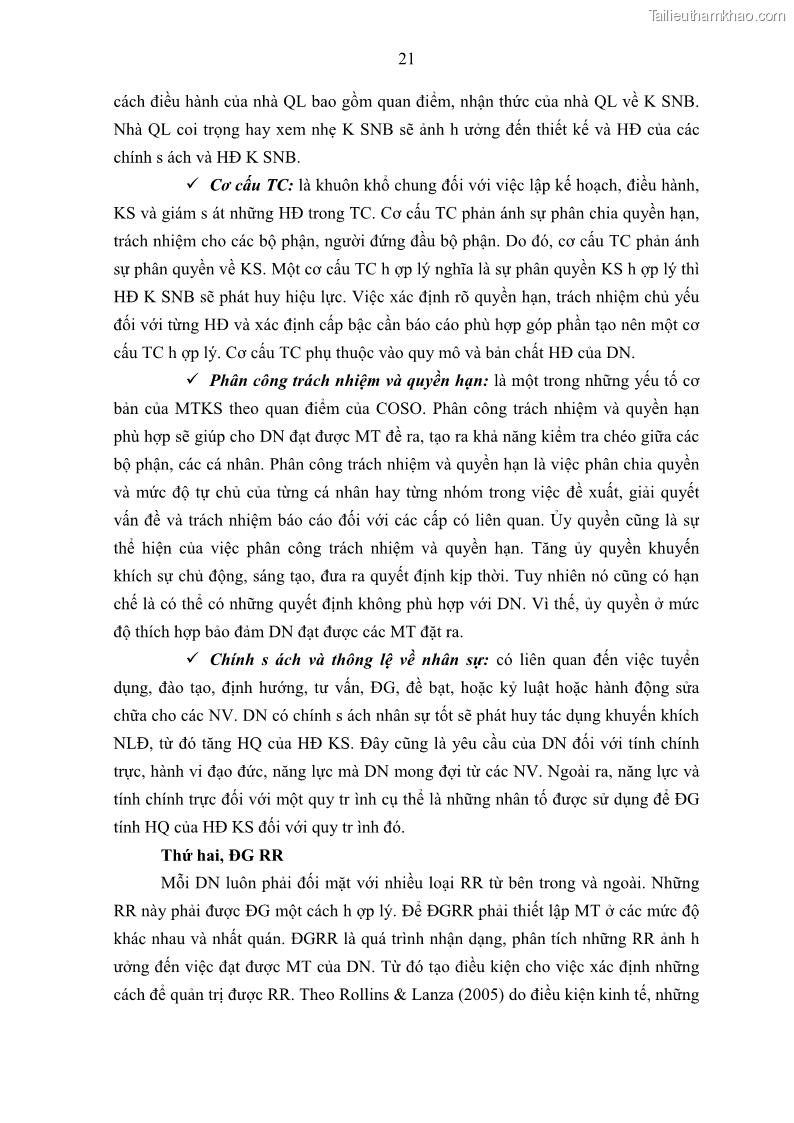 Luận án tiến sĩ kế toán Tác động của kiểm soát nội bộ đến hiệu quả hoạt động kinh doanh của các Doanh nghiệp phi tổ chức niêm yết trên Thị trường chứng khoán Việt Nam - 3 Trang 34