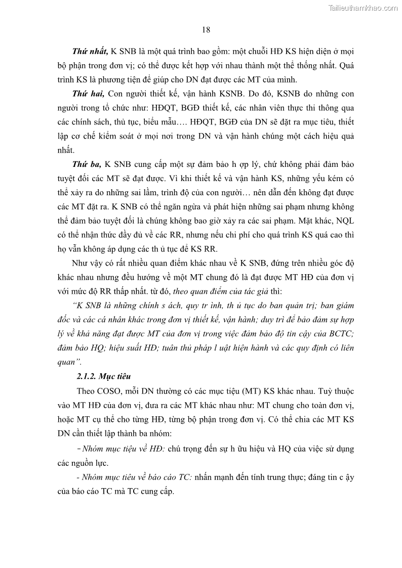 Luận án tiến sĩ kế toán Tác động của kiểm soát nội bộ đến hiệu quả hoạt động kinh doanh của các Doanh nghiệp phi tổ chức niêm yết trên Thị trường chứng khoán Việt Nam - 3 Trang 31