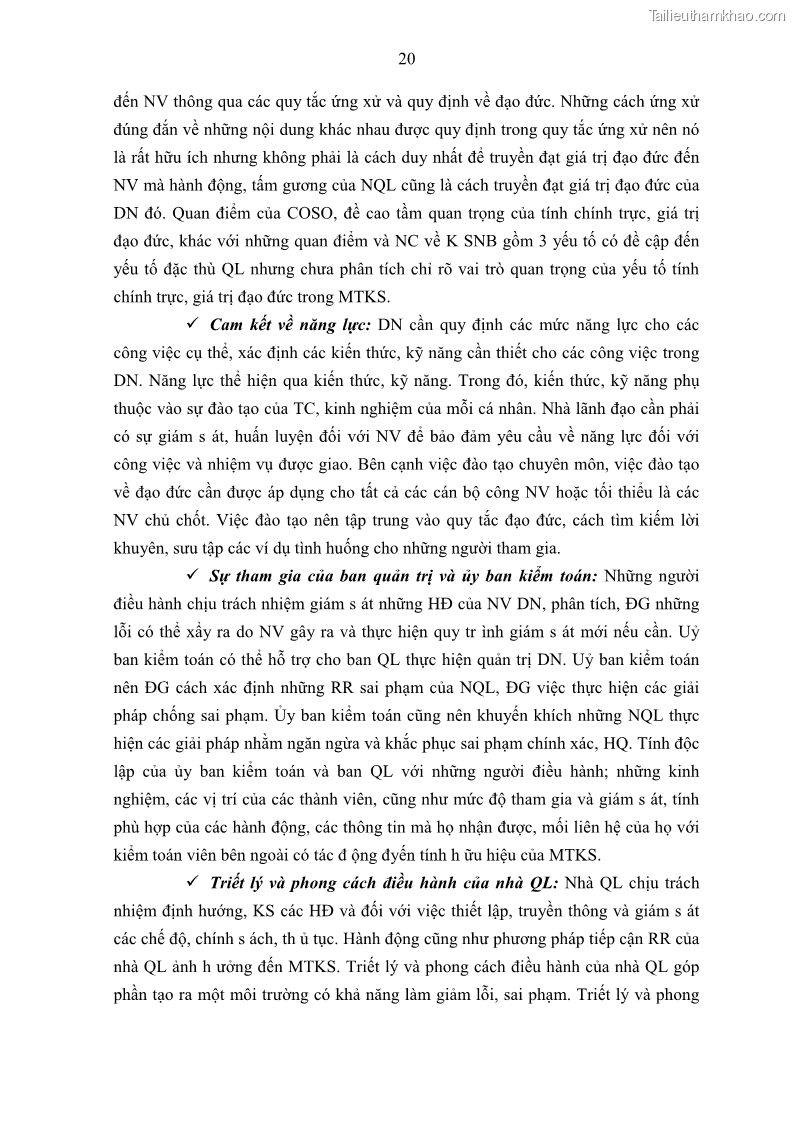 Luận án tiến sĩ kế toán Tác động của kiểm soát nội bộ đến hiệu quả hoạt động kinh doanh của các Doanh nghiệp phi tổ chức niêm yết trên Thị trường chứng khoán Việt Nam - 3 Trang 33