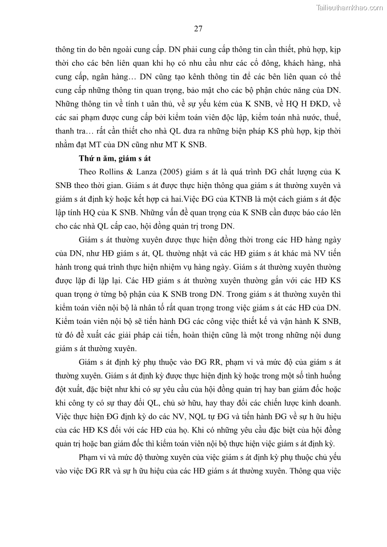 Luận án tiến sĩ kế toán Tác động của kiểm soát nội bộ đến hiệu quả hoạt động kinh doanh của các Doanh nghiệp phi tổ chức niêm yết trên Thị trường chứng khoán Việt Nam - 4 Trang 40