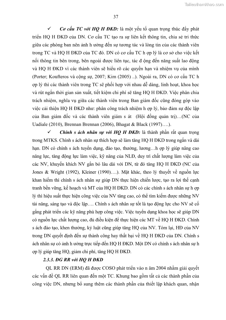 Luận án tiến sĩ kế toán Tác động của kiểm soát nội bộ đến hiệu quả hoạt động kinh doanh của các Doanh nghiệp phi tổ chức niêm yết trên Thị trường chứng khoán Việt Nam - 5 Trang 50
