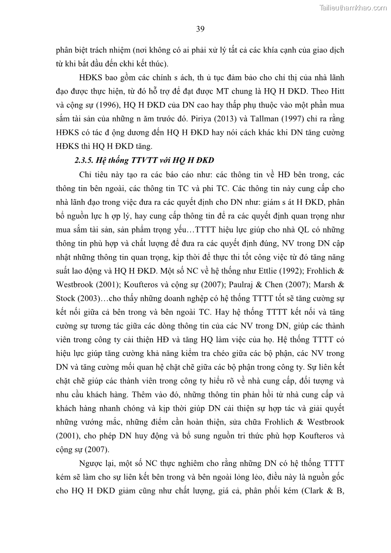Luận án tiến sĩ kế toán Tác động của kiểm soát nội bộ đến hiệu quả hoạt động kinh doanh của các Doanh nghiệp phi tổ chức niêm yết trên Thị trường chứng khoán Việt Nam - 5 Trang 52