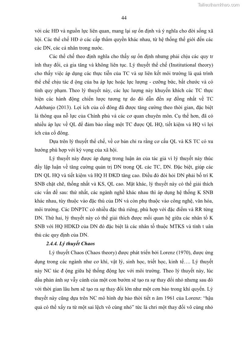 Luận án tiến sĩ kế toán Tác động của kiểm soát nội bộ đến hiệu quả hoạt động kinh doanh của các Doanh nghiệp phi tổ chức niêm yết trên Thị trường chứng khoán Việt Nam - 5 Trang 57