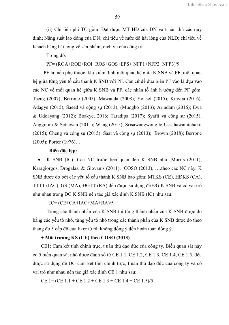 Luận án tiến sĩ kế toán Tác động của kiểm soát nội bộ đến hiệu quả hoạt động kinh doanh của các Doanh nghiệp phi tổ chức niêm yết trên Thị trường chứng khoán Việt Nam - 6 Trang 72
