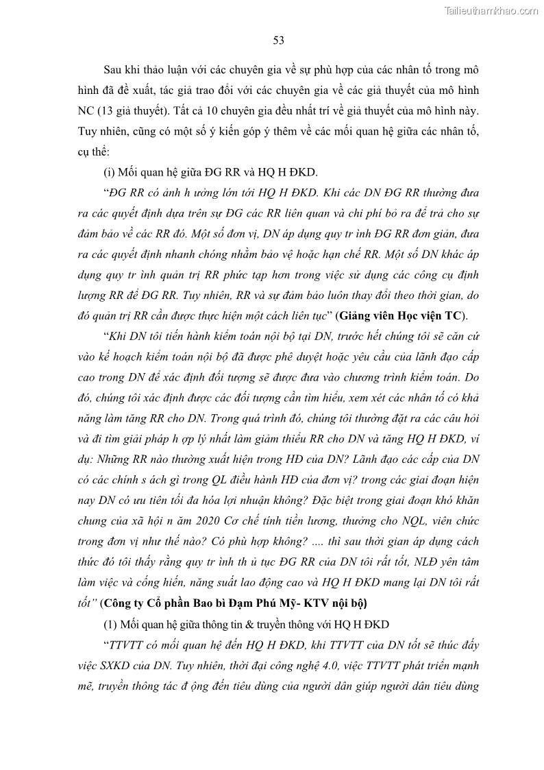 Luận án tiến sĩ kế toán Tác động của kiểm soát nội bộ đến hiệu quả hoạt động kinh doanh của các Doanh nghiệp phi tổ chức niêm yết trên Thị trường chứng khoán Việt Nam - 6 Trang 66