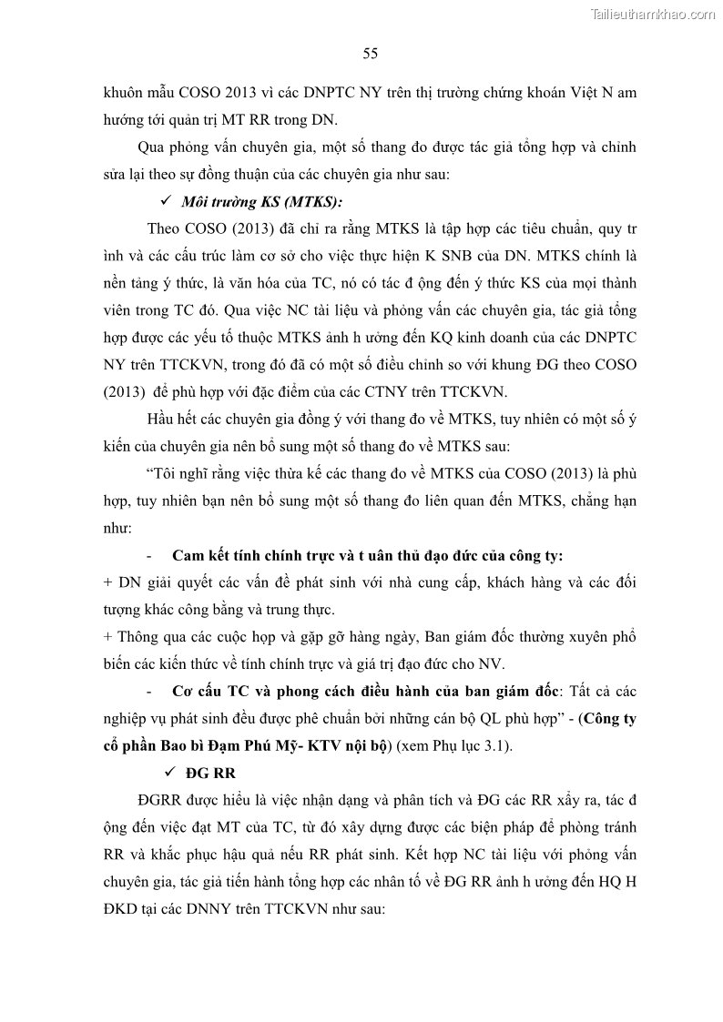 Luận án tiến sĩ kế toán Tác động của kiểm soát nội bộ đến hiệu quả hoạt động kinh doanh của các Doanh nghiệp phi tổ chức niêm yết trên Thị trường chứng khoán Việt Nam - 6 Trang 68