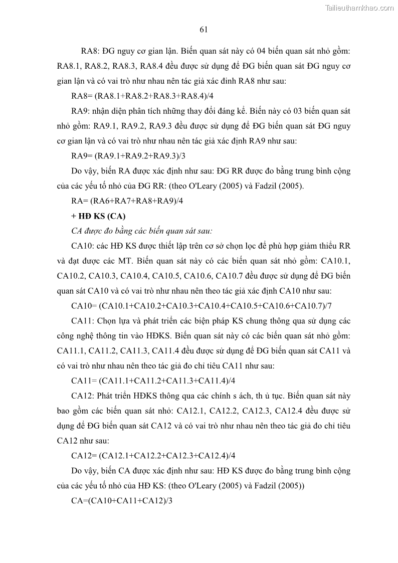 Luận án tiến sĩ kế toán Tác động của kiểm soát nội bộ đến hiệu quả hoạt động kinh doanh của các Doanh nghiệp phi tổ chức niêm yết trên Thị trường chứng khoán Việt Nam - 7 Trang 74