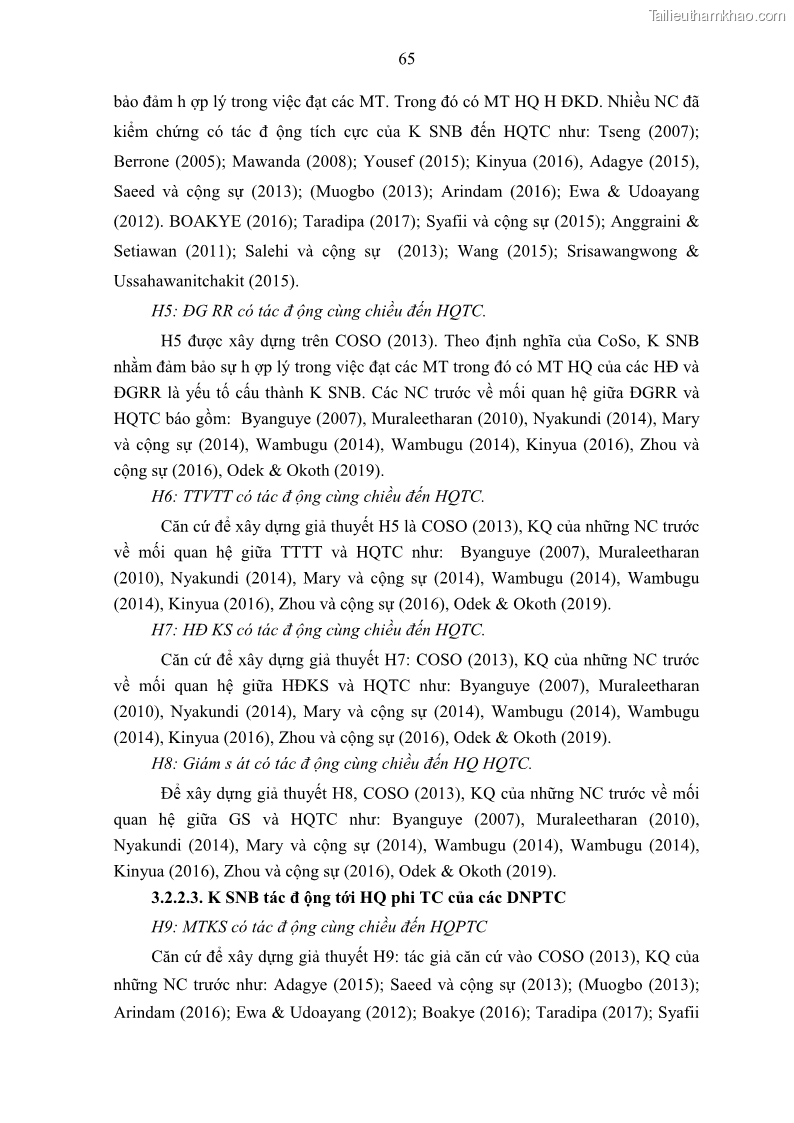 Luận án tiến sĩ kế toán Tác động của kiểm soát nội bộ đến hiệu quả hoạt động kinh doanh của các Doanh nghiệp phi tổ chức niêm yết trên Thị trường chứng khoán Việt Nam - 7 Trang 78