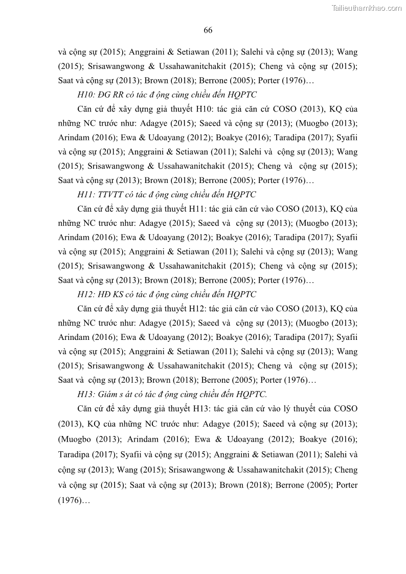Luận án tiến sĩ kế toán Tác động của kiểm soát nội bộ đến hiệu quả hoạt động kinh doanh của các Doanh nghiệp phi tổ chức niêm yết trên Thị trường chứng khoán Việt Nam - 7 Trang 79