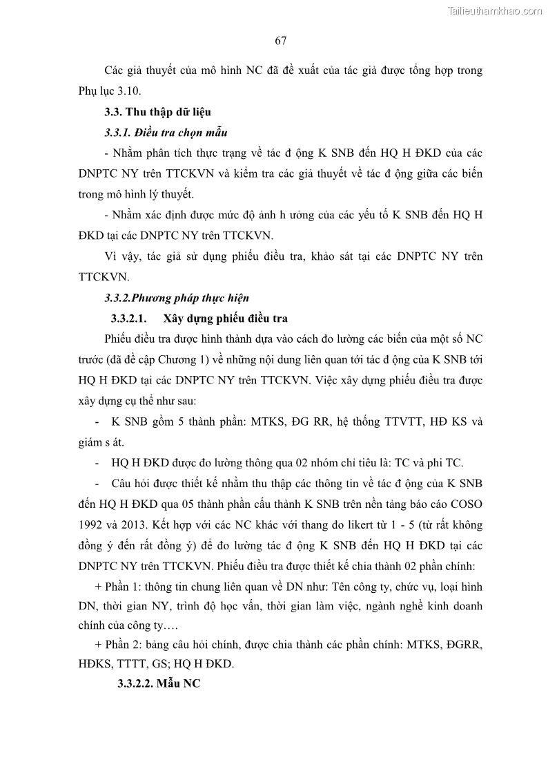 Luận án tiến sĩ kế toán Tác động của kiểm soát nội bộ đến hiệu quả hoạt động kinh doanh của các Doanh nghiệp phi tổ chức niêm yết trên Thị trường chứng khoán Việt Nam - 7 Trang 80