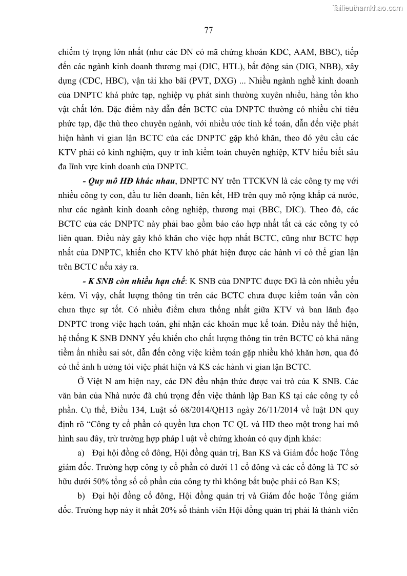 Luận án tiến sĩ kế toán Tác động của kiểm soát nội bộ đến hiệu quả hoạt động kinh doanh của các Doanh nghiệp phi tổ chức niêm yết trên Thị trường chứng khoán Việt Nam - 8 Trang 90
