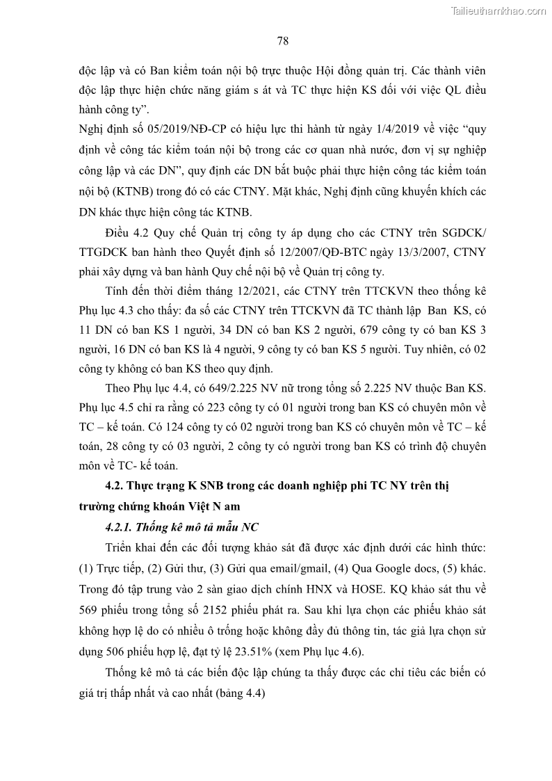 Luận án tiến sĩ kế toán Tác động của kiểm soát nội bộ đến hiệu quả hoạt động kinh doanh của các Doanh nghiệp phi tổ chức niêm yết trên Thị trường chứng khoán Việt Nam - 8 Trang 91