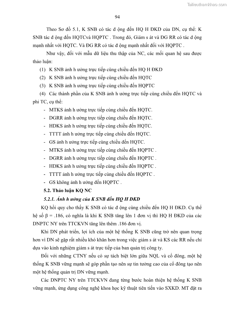 Luận án tiến sĩ kế toán Tác động của kiểm soát nội bộ đến hiệu quả hoạt động kinh doanh của các Doanh nghiệp phi tổ chức niêm yết trên Thị trường chứng khoán Việt Nam - 9 Trang 107