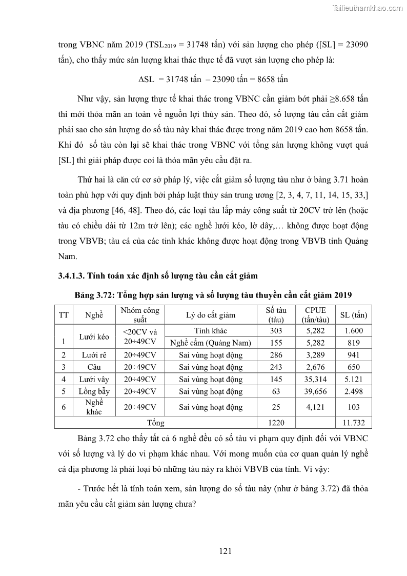 Luận án tiến sĩ khai thác thủy sản Nâng cao hiệu quả khai thác và bảo vệ nguồn lợi thủy sản tại vùng biển ven bờ tỉnh Quảng Nam - 12 Trang 137
