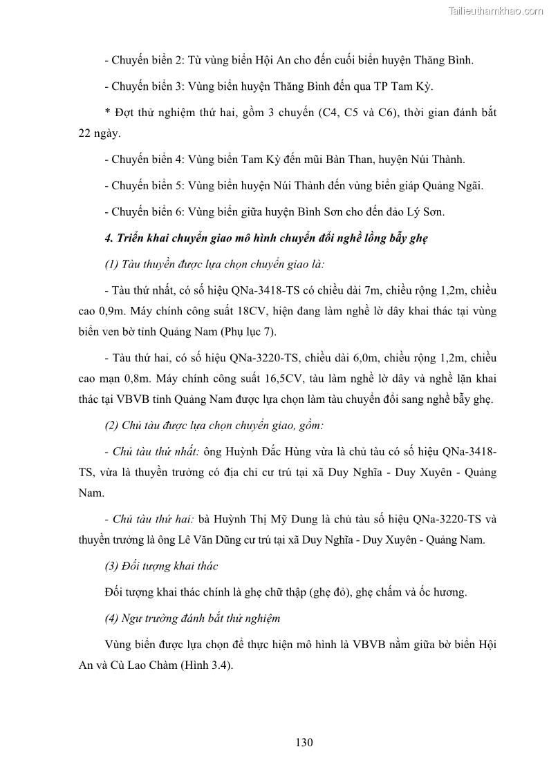 Luận án tiến sĩ khai thác thủy sản Nâng cao hiệu quả khai thác và bảo vệ nguồn lợi thủy sản tại vùng biển ven bờ tỉnh Quảng Nam - 13 Trang 146