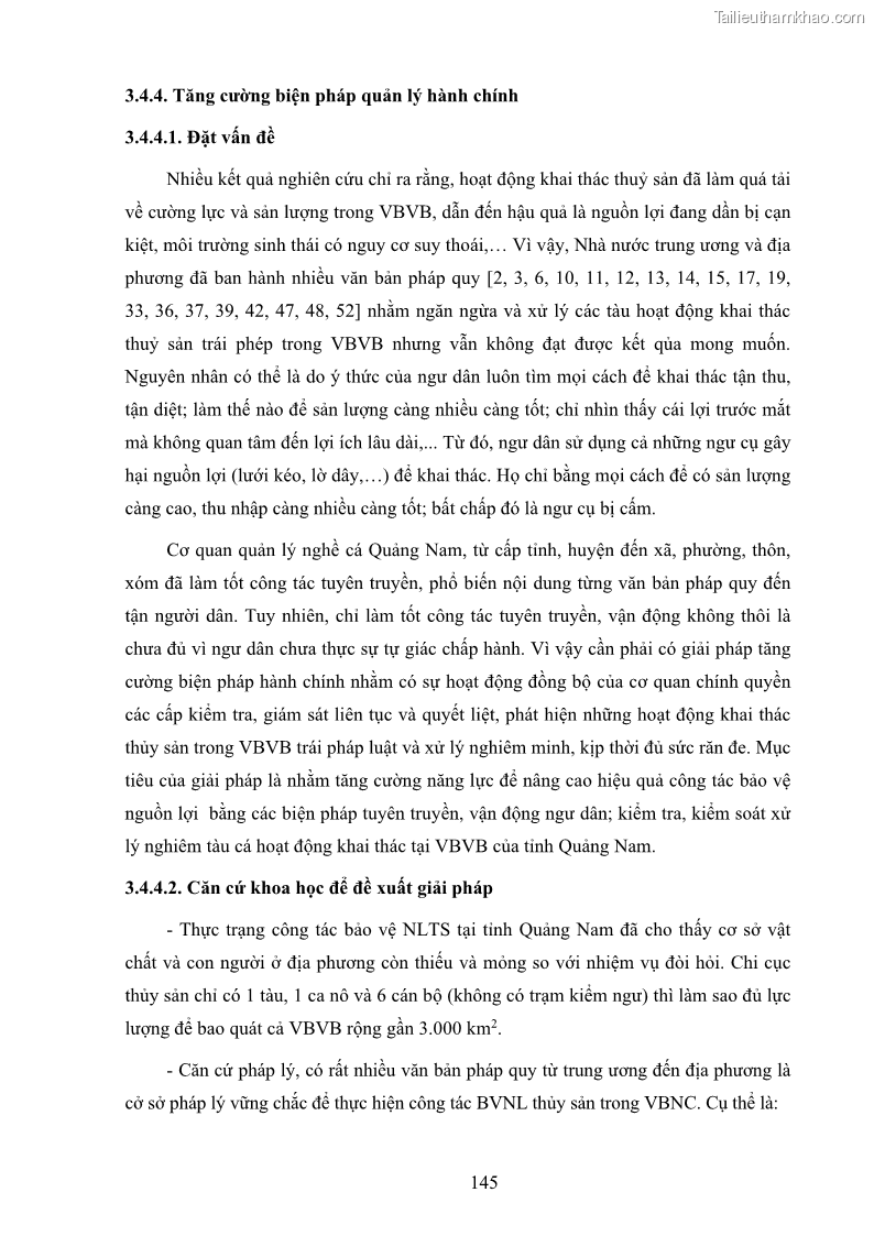 Luận án tiến sĩ khai thác thủy sản Nâng cao hiệu quả khai thác và bảo vệ nguồn lợi thủy sản tại vùng biển ven bờ tỉnh Quảng Nam - 14 Trang 161