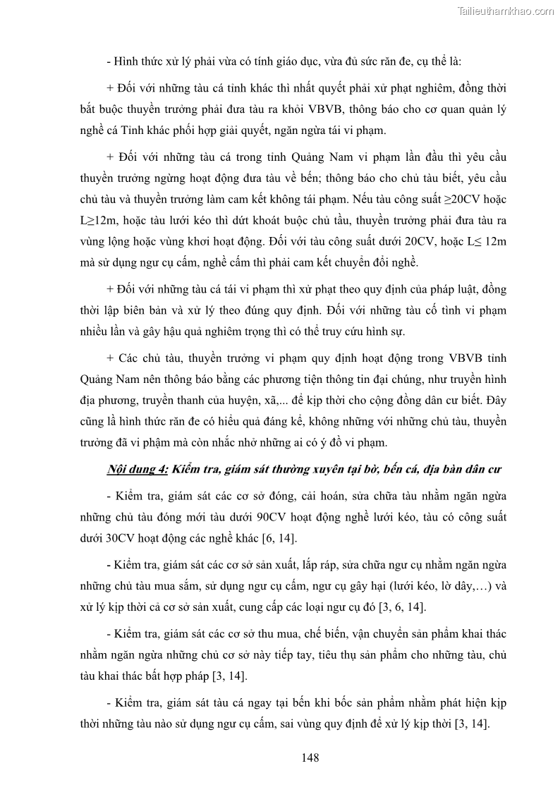 Luận án tiến sĩ khai thác thủy sản Nâng cao hiệu quả khai thác và bảo vệ nguồn lợi thủy sản tại vùng biển ven bờ tỉnh Quảng Nam - 14 Trang 164