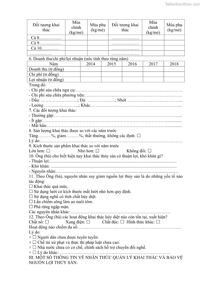 Luận án tiến sĩ khai thác thủy sản Nâng cao hiệu quả khai thác và bảo vệ nguồn lợi thủy sản tại vùng biển ven bờ tỉnh Quảng Nam - 16 Trang 185