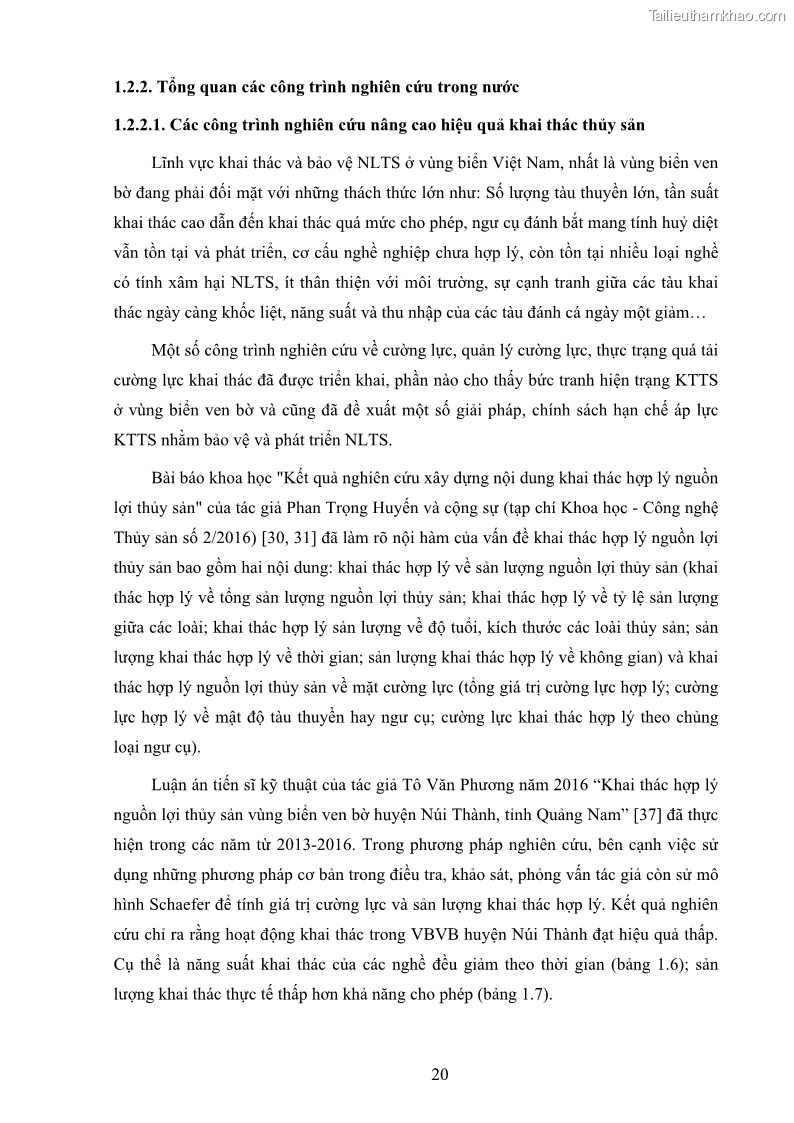 Luận án tiến sĩ khai thác thủy sản Nâng cao hiệu quả khai thác và bảo vệ nguồn lợi thủy sản tại vùng biển ven bờ tỉnh Quảng Nam - 3 Trang 36