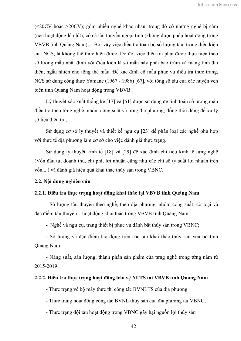 Luận án tiến sĩ khai thác thủy sản Nâng cao hiệu quả khai thác và bảo vệ nguồn lợi thủy sản tại vùng biển ven bờ tỉnh Quảng Nam - 5 Trang 58