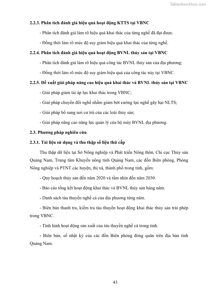 Luận án tiến sĩ khai thác thủy sản Nâng cao hiệu quả khai thác và bảo vệ nguồn lợi thủy sản tại vùng biển ven bờ tỉnh Quảng Nam - 5 Trang 59