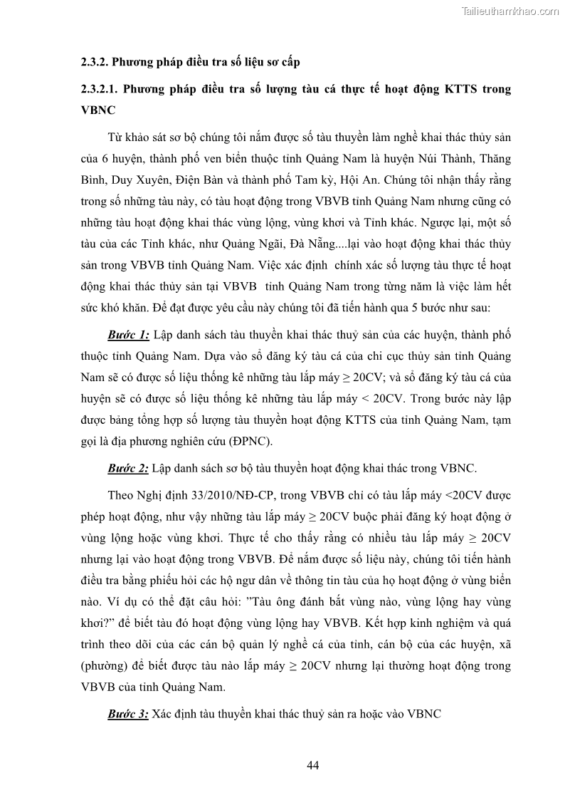 Luận án tiến sĩ khai thác thủy sản Nâng cao hiệu quả khai thác và bảo vệ nguồn lợi thủy sản tại vùng biển ven bờ tỉnh Quảng Nam - 5 Trang 60