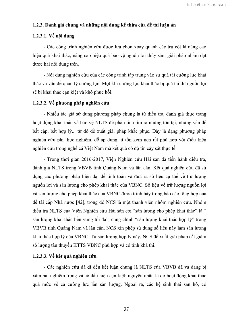 Luận án tiến sĩ khai thác thủy sản Nâng cao hiệu quả khai thác và bảo vệ nguồn lợi thủy sản tại vùng biển ven bờ tỉnh Quảng Nam - 5 Trang 53