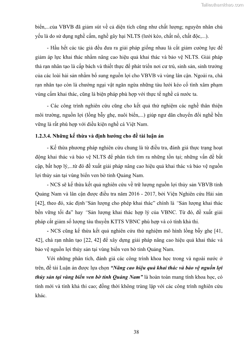 Luận án tiến sĩ khai thác thủy sản Nâng cao hiệu quả khai thác và bảo vệ nguồn lợi thủy sản tại vùng biển ven bờ tỉnh Quảng Nam - 5 Trang 54